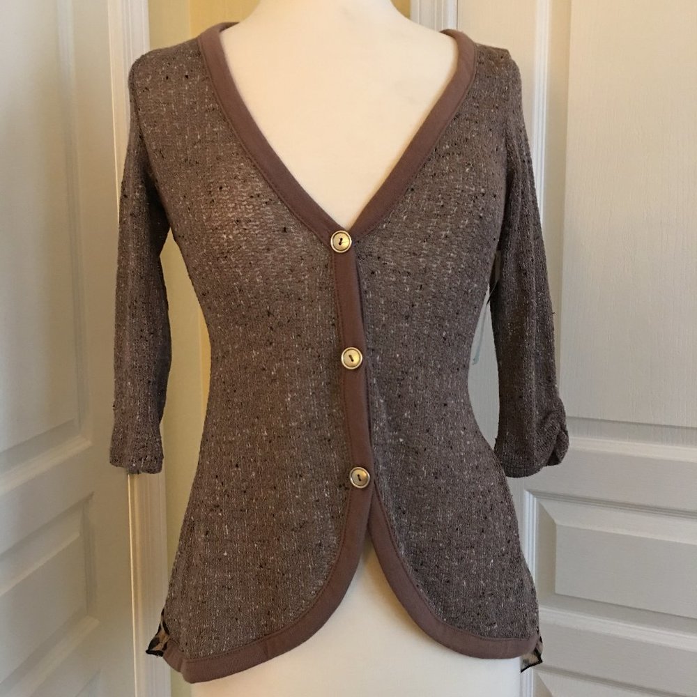 Julie's Closet Tan/Leopard Lightweight M Cardigan